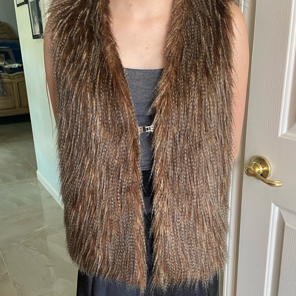 Pink Republic half feathered half knitted vest